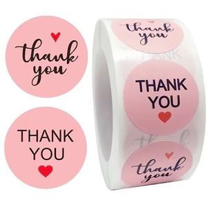 K2 Stickers 1" Thank You 500ct (2 Designs) Pink Labels